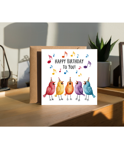 Birthday Card Cheerful Birds Singing Happy Birthday to You