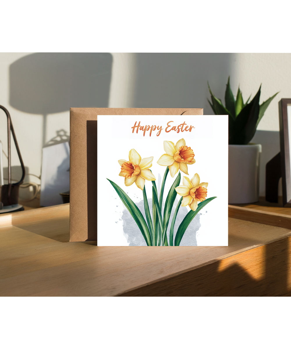 watercoloured daffodils happy easter