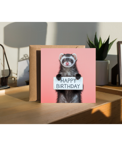 Happy Birthday card ferret mum cute