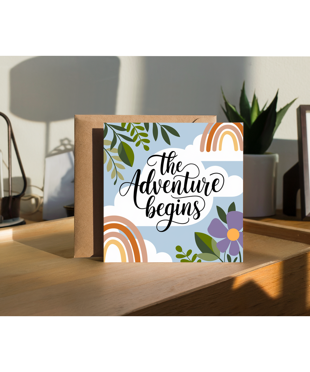 The Adventure Begins New parents Card new baby pastel floral