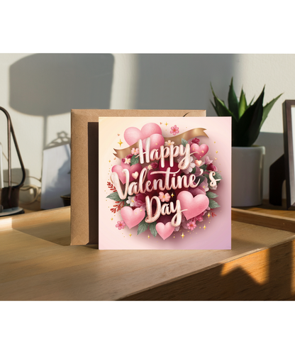 Happy Valentines Day Card for Girlfriend and Boyfriend Heart Bouquet