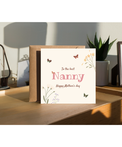 to the best nanny, Happy Mother's Day butterfly garden