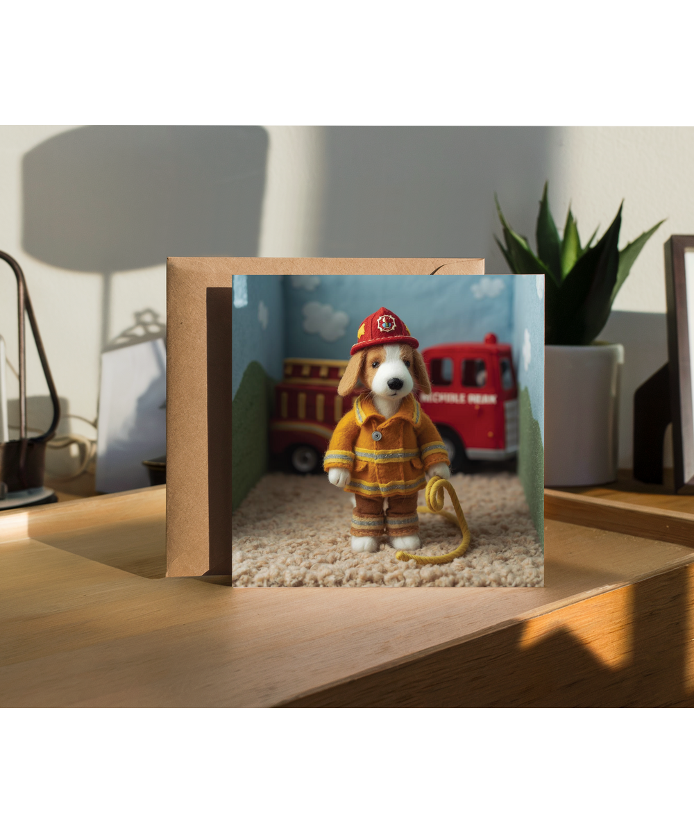 2D felt style dog firefighter
