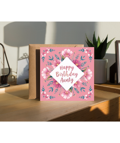 Happy Birthday Card Painted Floral Illustrations for Aunty