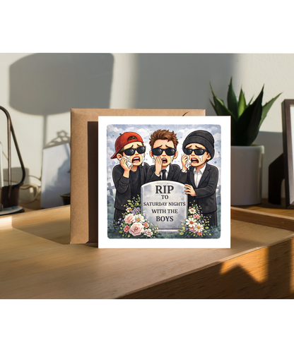 RIP to saturday nights with the boys funny cartoon engagement wedding