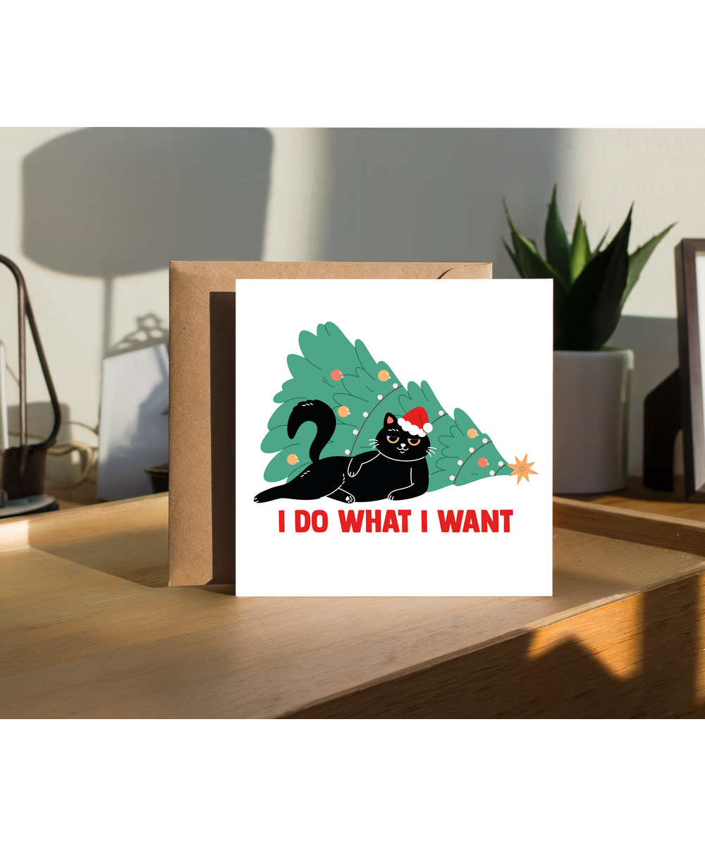 Hilarious Christmas Card Sassy Naughty Cat I Do What I Want