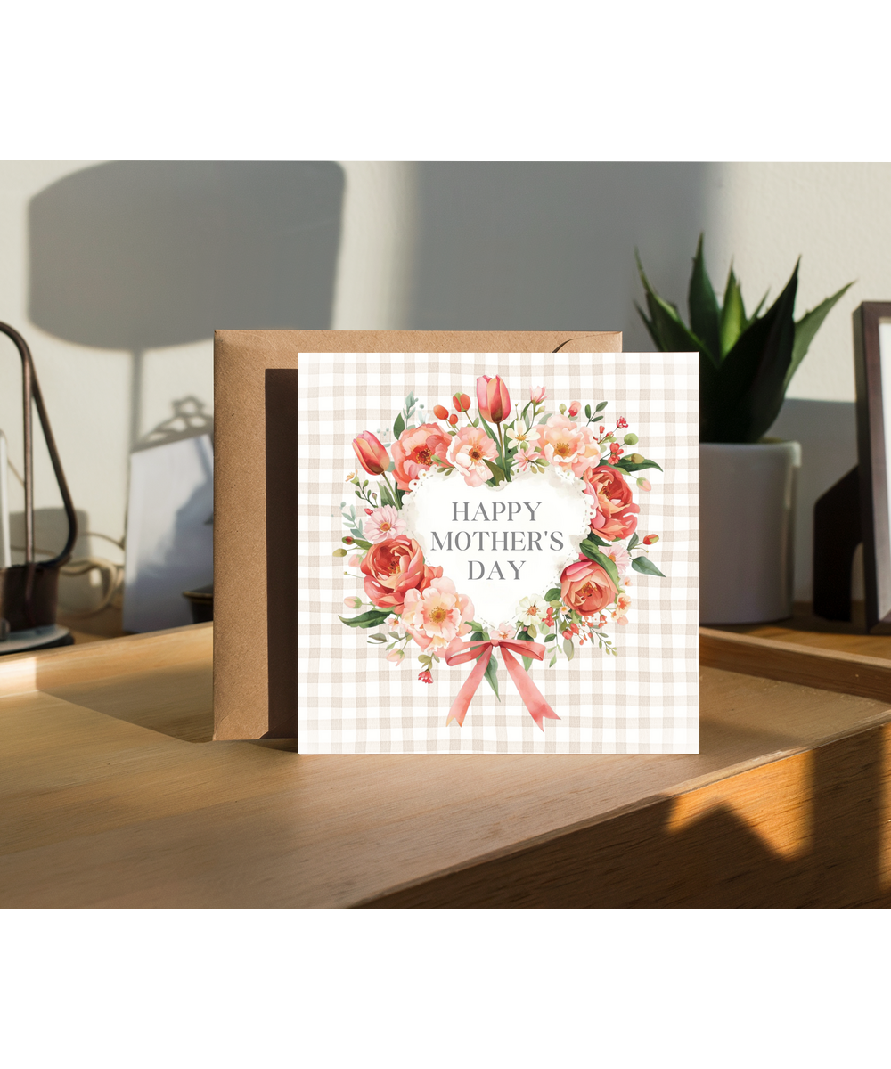 heart shaped flowers, Happy mother's day watercolour