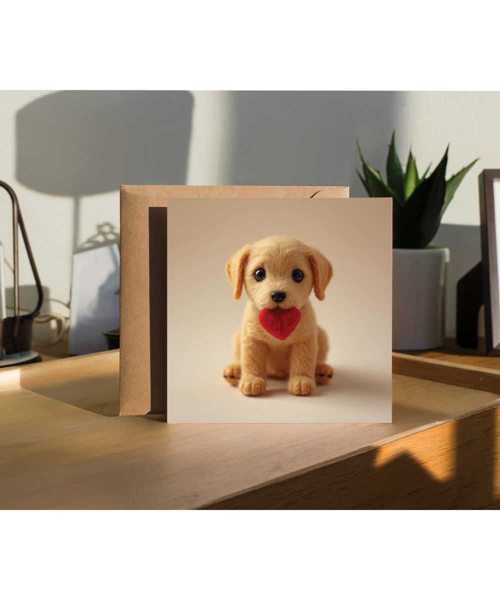 2D felt style Love Golden labrador