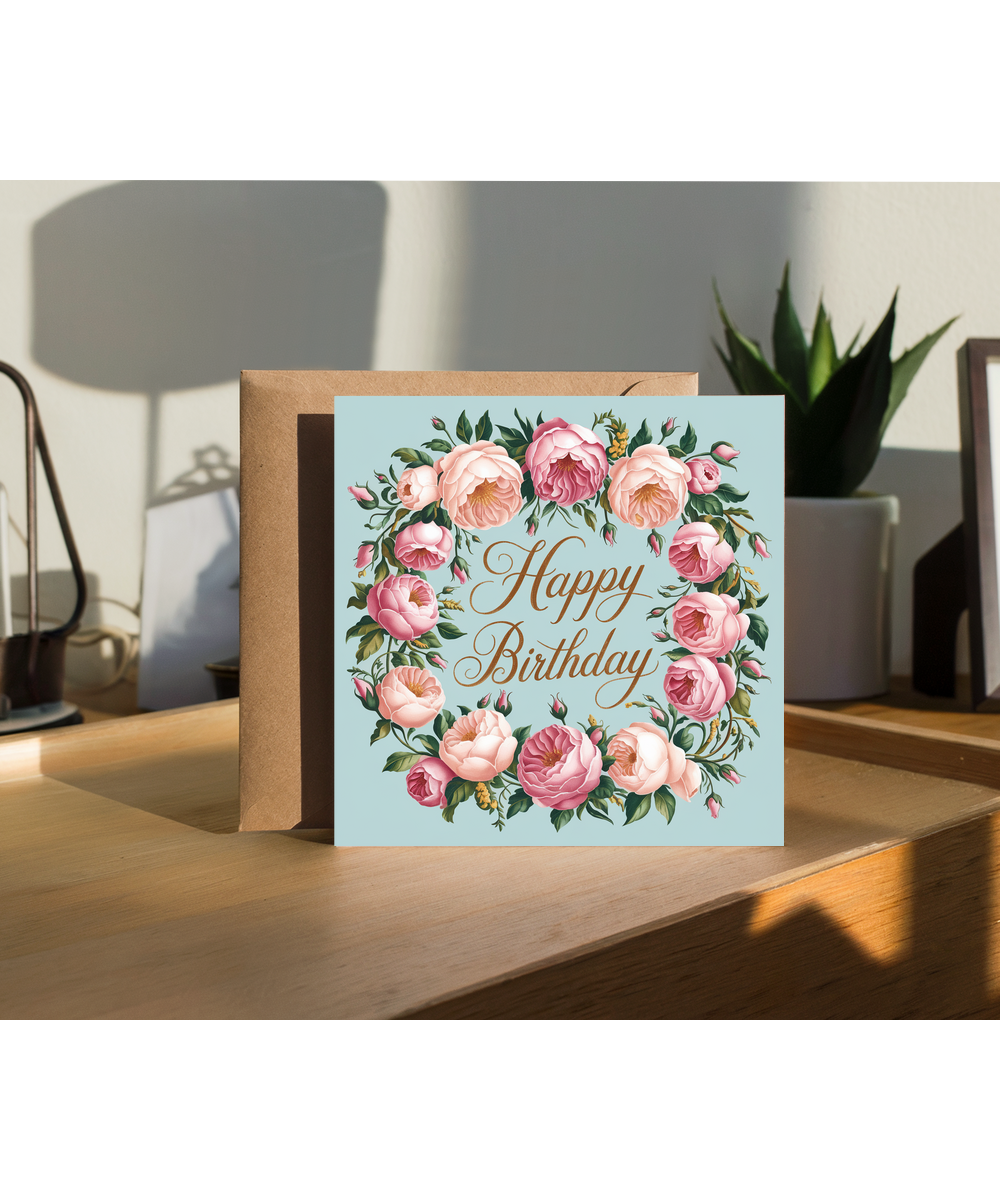 Happy Birthday Card For Mum hand painted Floral Border