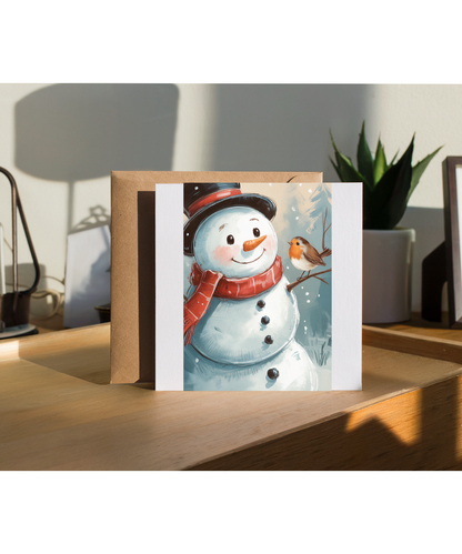 Christmas textured snowman and robin