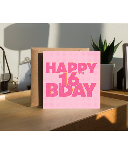 Pink scrapbook style Happy 16th Birthday