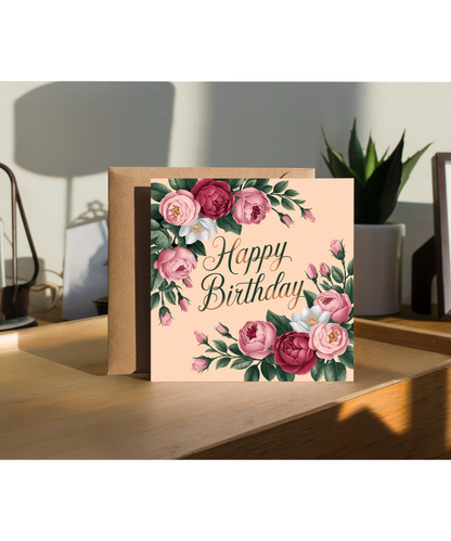 Happy Birthday Card For Her Floral Garland