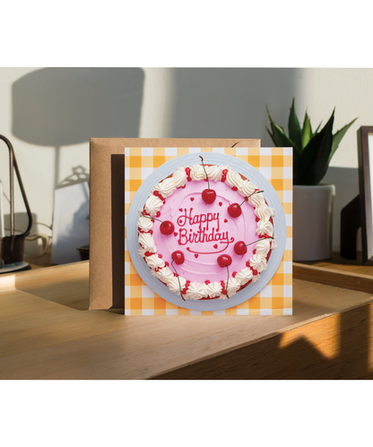 Happy Birthday card cherry cake