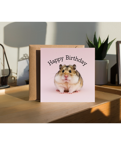 Happy Birthday card hamster chubby cheeks