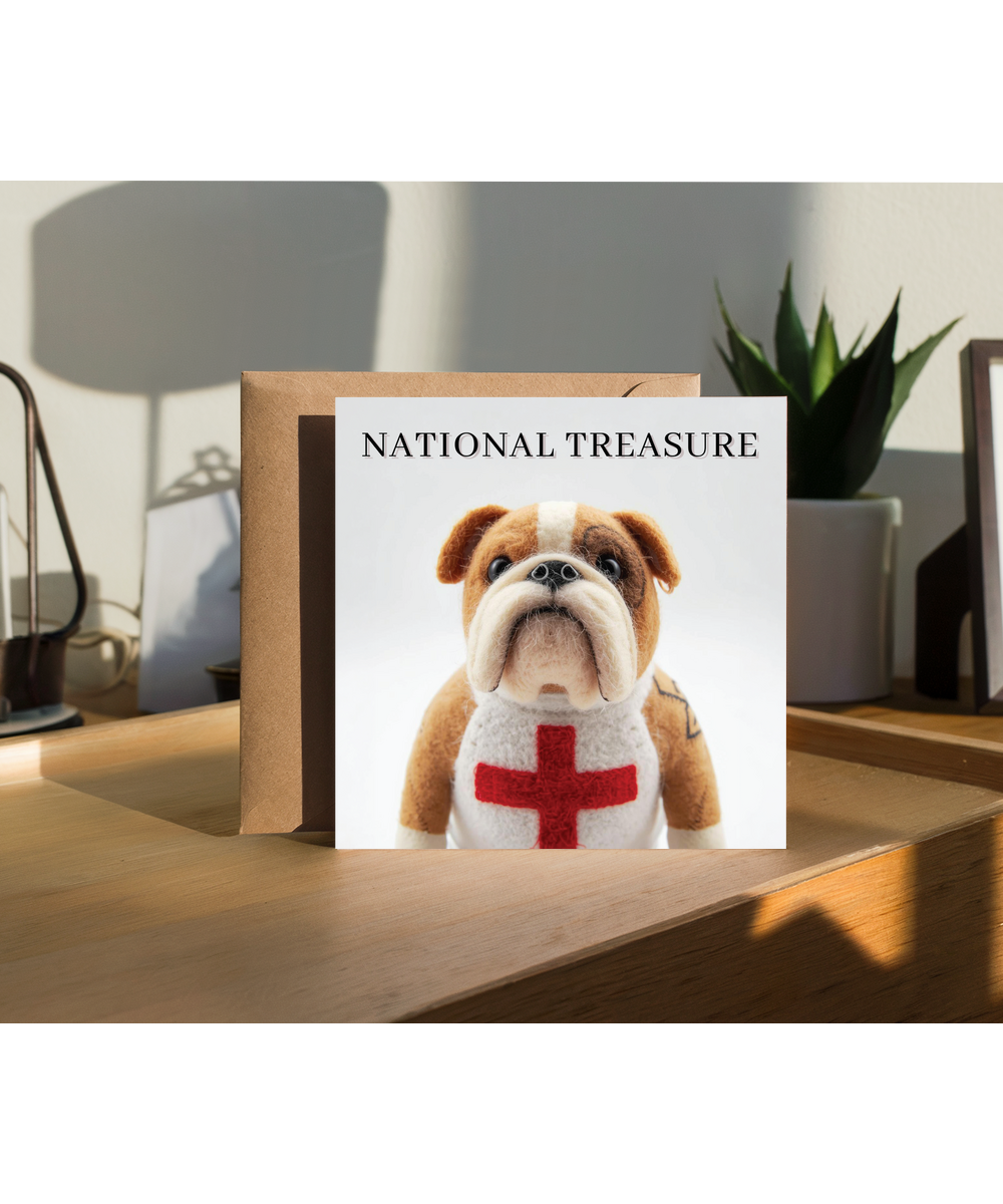2D felt style english bulldog patriotic st georges cross