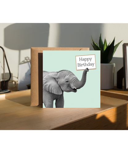 Happy Birthday card elephant sign cute