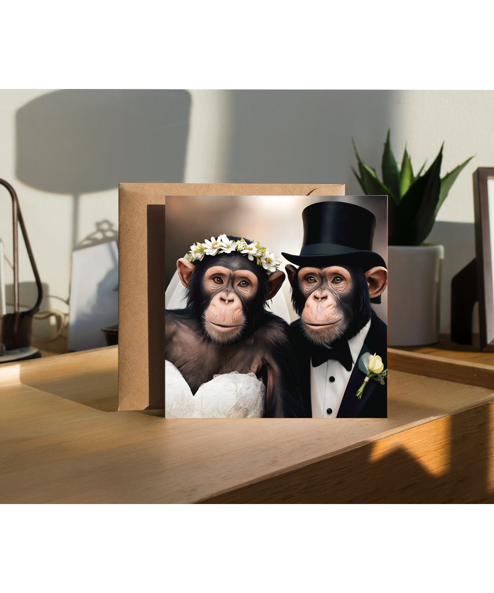 funny Chimpanzee bride and groom