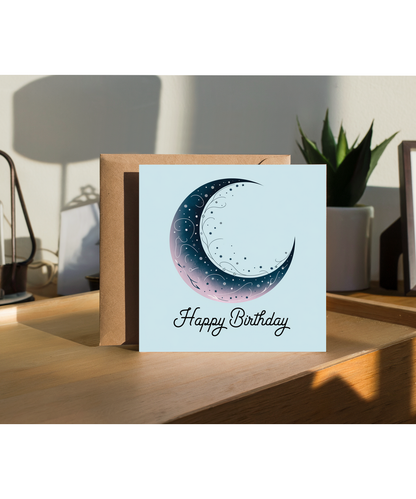 Happy Birthday card dreamy crescent moon
