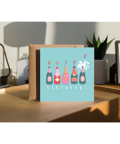 Happy Birthday Card Champagne Celebration