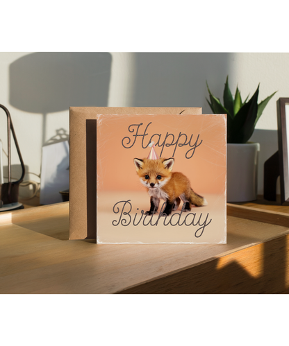 Happy Birthday card fox cub cute