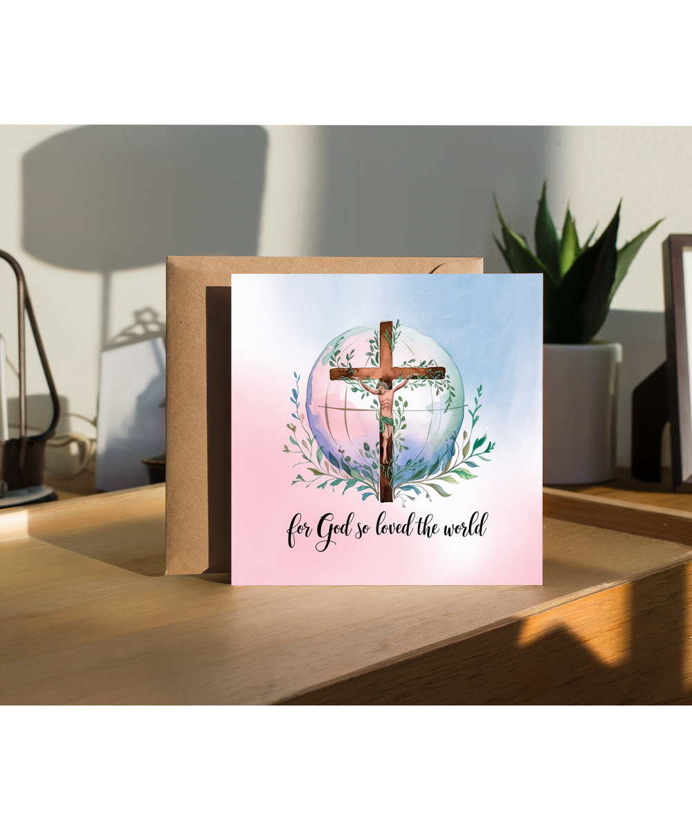 For God so loved the world Card Bible quote Christian Jesus