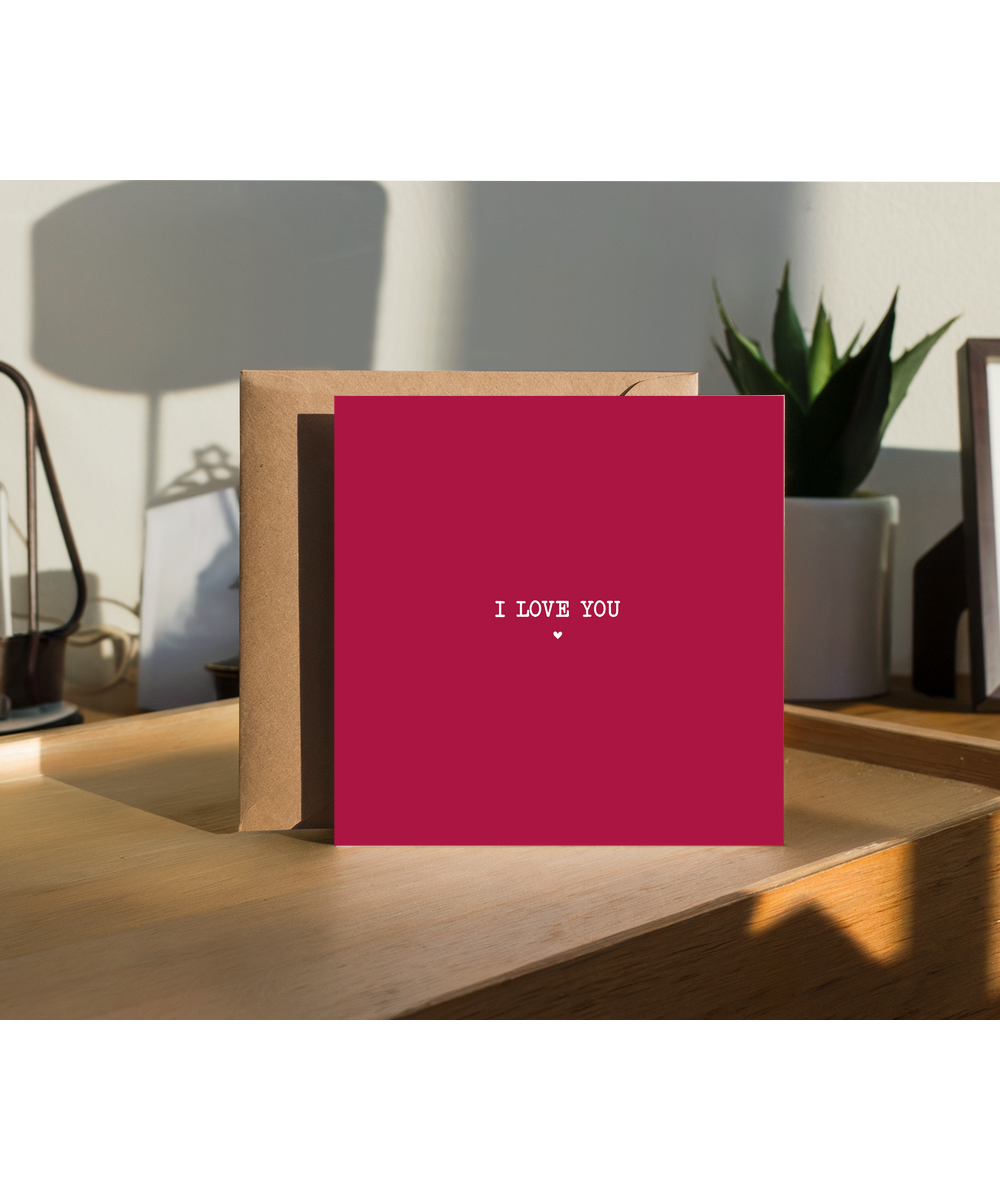 Minimalist I Love You Card for Husband Wife Boyfriend Girlfriend Family