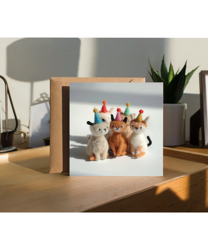 2D felt style tiny birthday cats