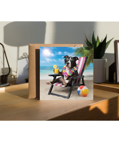 staffordshire bull terrier on the beach