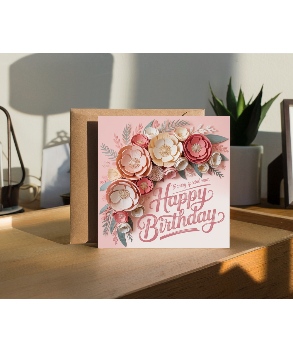 Birthday Card To a Very Special Mum with Pretty Flowers