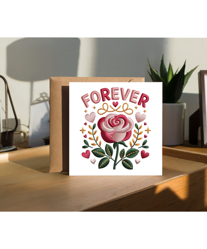 Embroidered style forever rose valentines