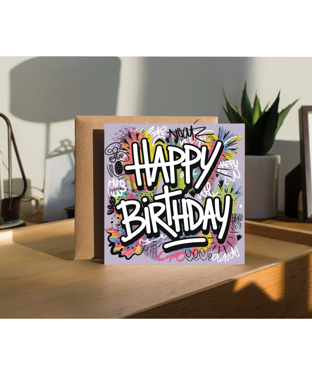 Happy Birthday Card graffiti doodles street art