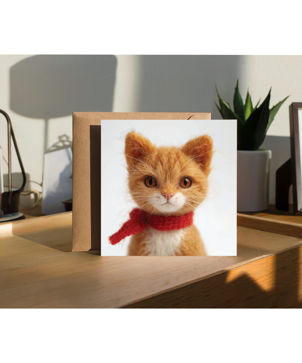 2D felt style ginger cat scarf