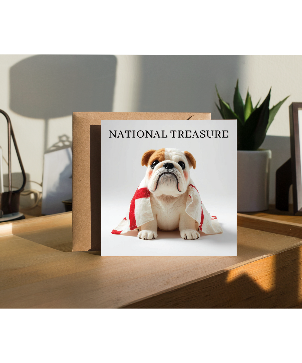 2D felt style english bulldog patriotic st georges cross flag