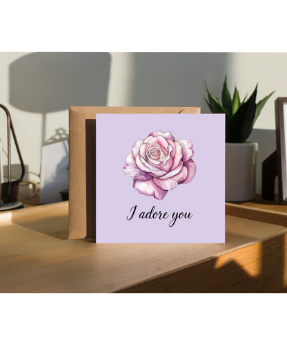 I Adore You Card valentines lilac