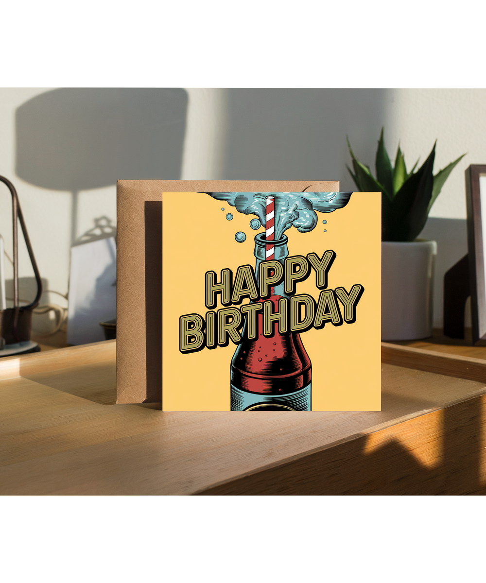 Happy Birthday Card Vintage Cola bottle