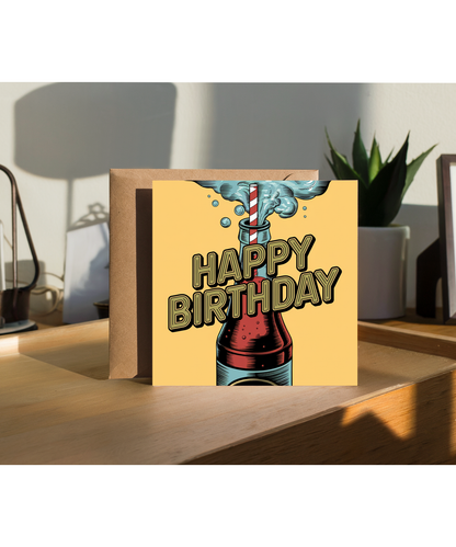 Happy Birthday Card Vintage Cola bottle