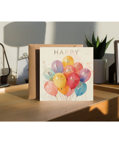happy Birthday watercolour balloons
