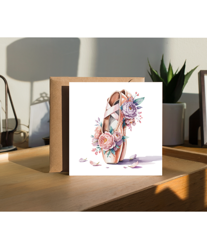 Ballerina Card Well Done on Your Ballet Exam Good Luck Birthday Floral Ballet Shoes