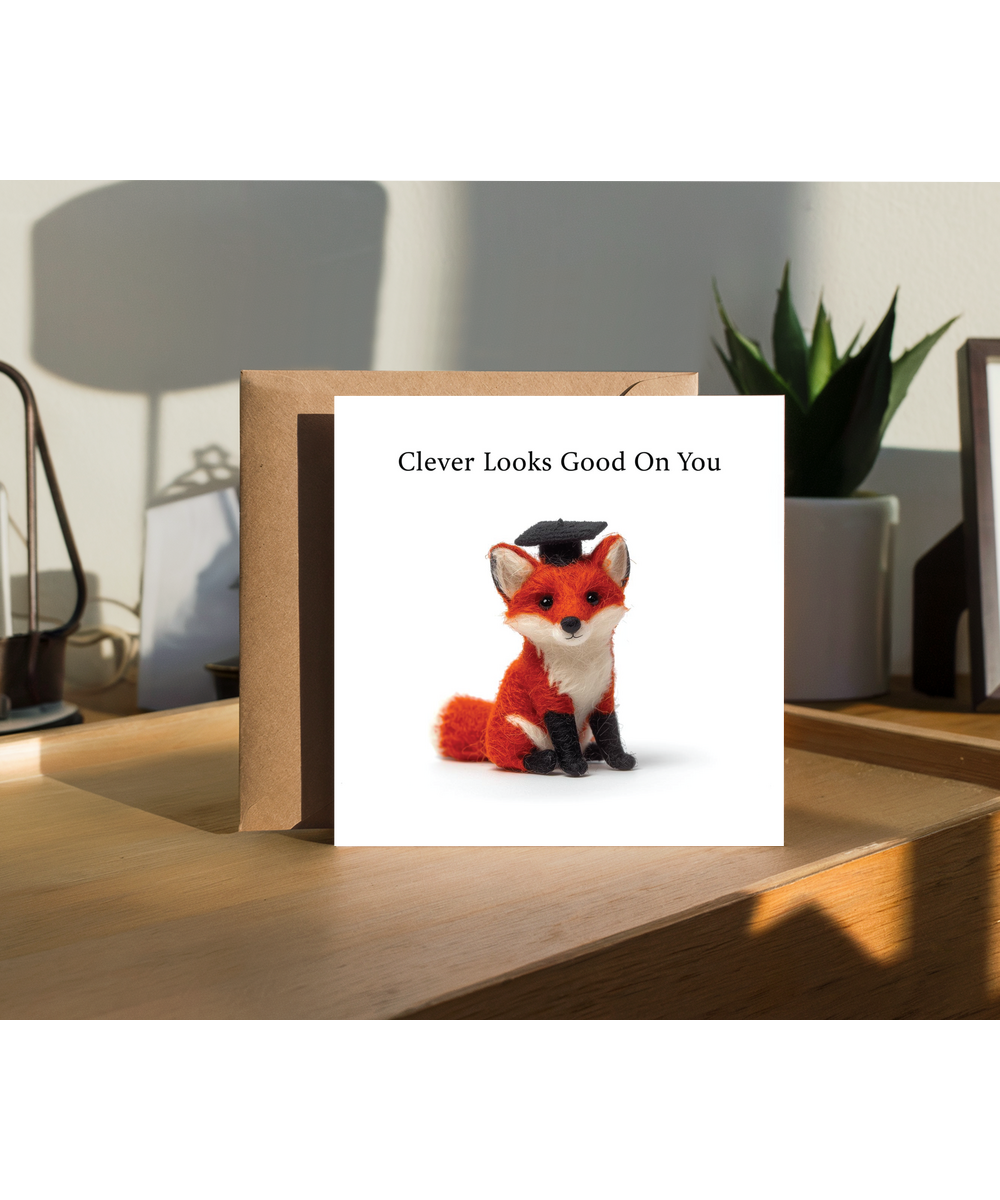2D felt style fox graduation clever looks good on you