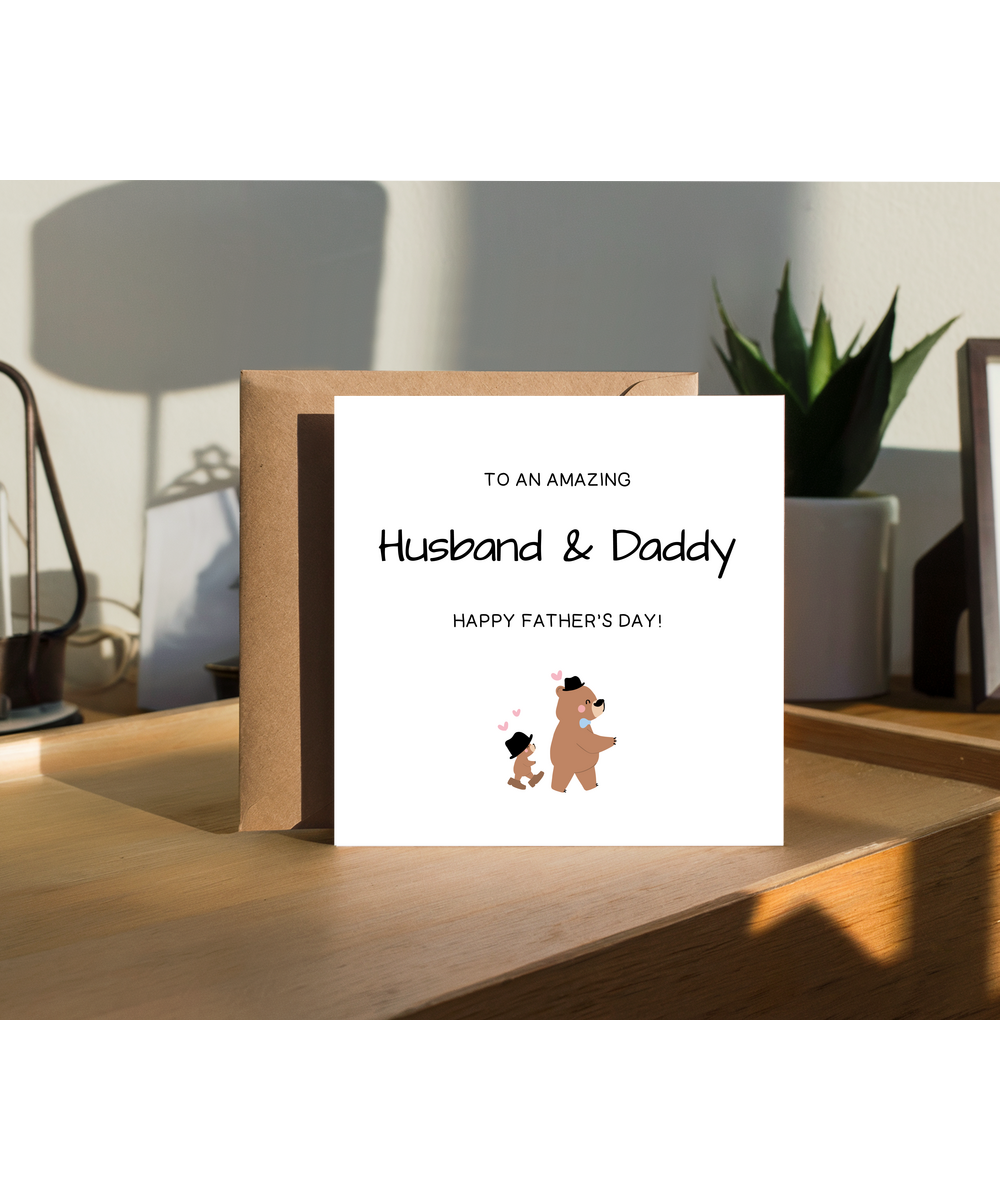 Husband and Daddy Fathers Day Card Papa and Baby Bear