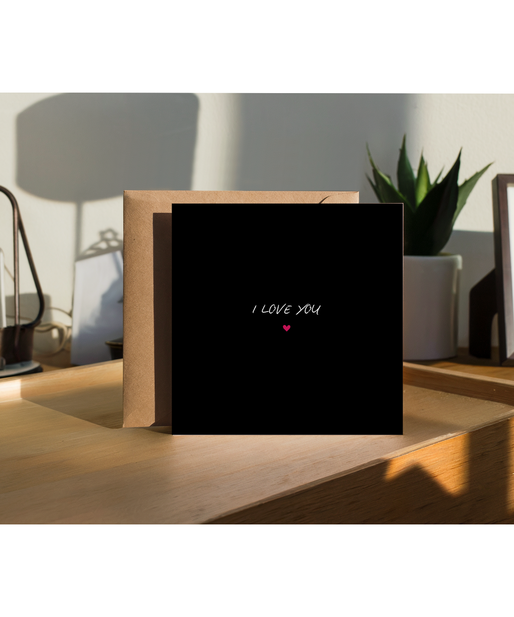 Minimalist Black Valentines Anniversary Love Card I Love You