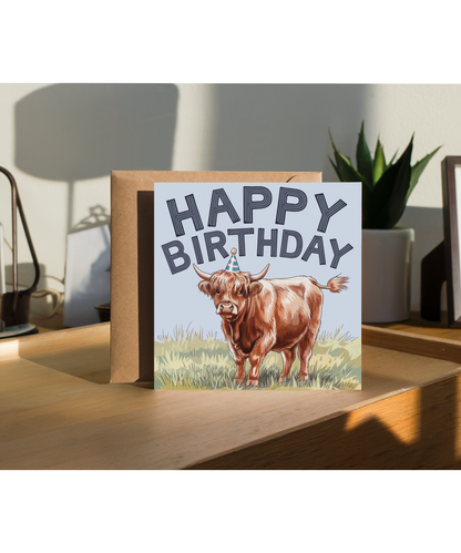 Happy Birthday Card Highland Cow