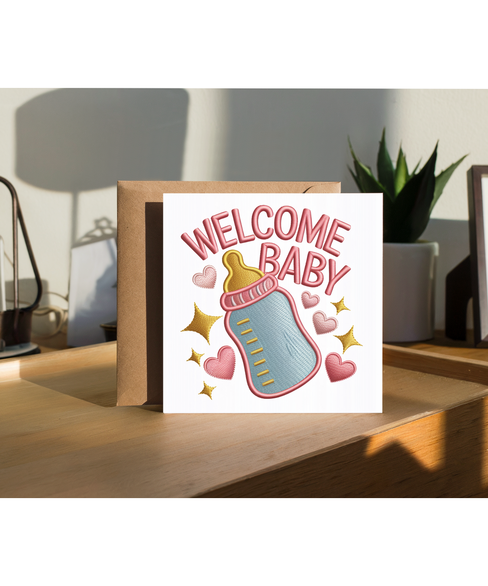 Embroidered style welcome baby
