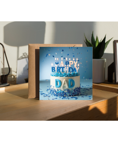 Happy Birthday card dad blue cake