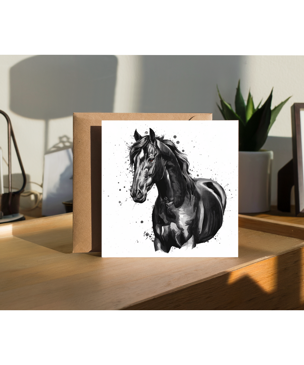 Watercolour Illustrated Black Horse