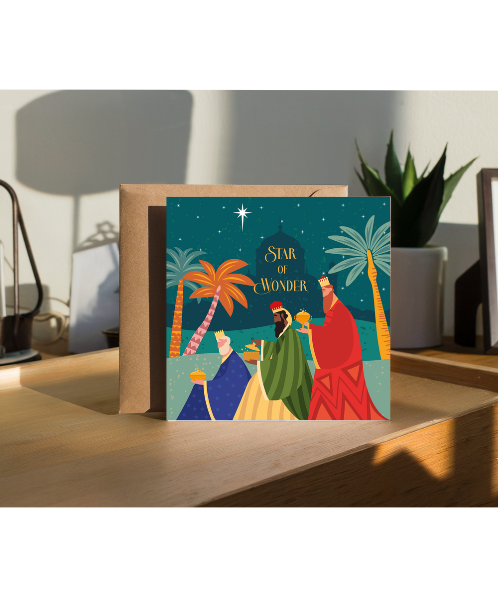 Christian Christmas Card The Star of Wonder and The Three Wise Men
