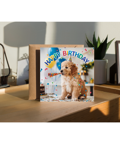 Happy Birthday golden retriever puppy