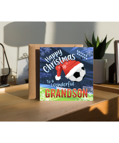 Happy Christmas Card to a Wonderful Grandson Football Lover