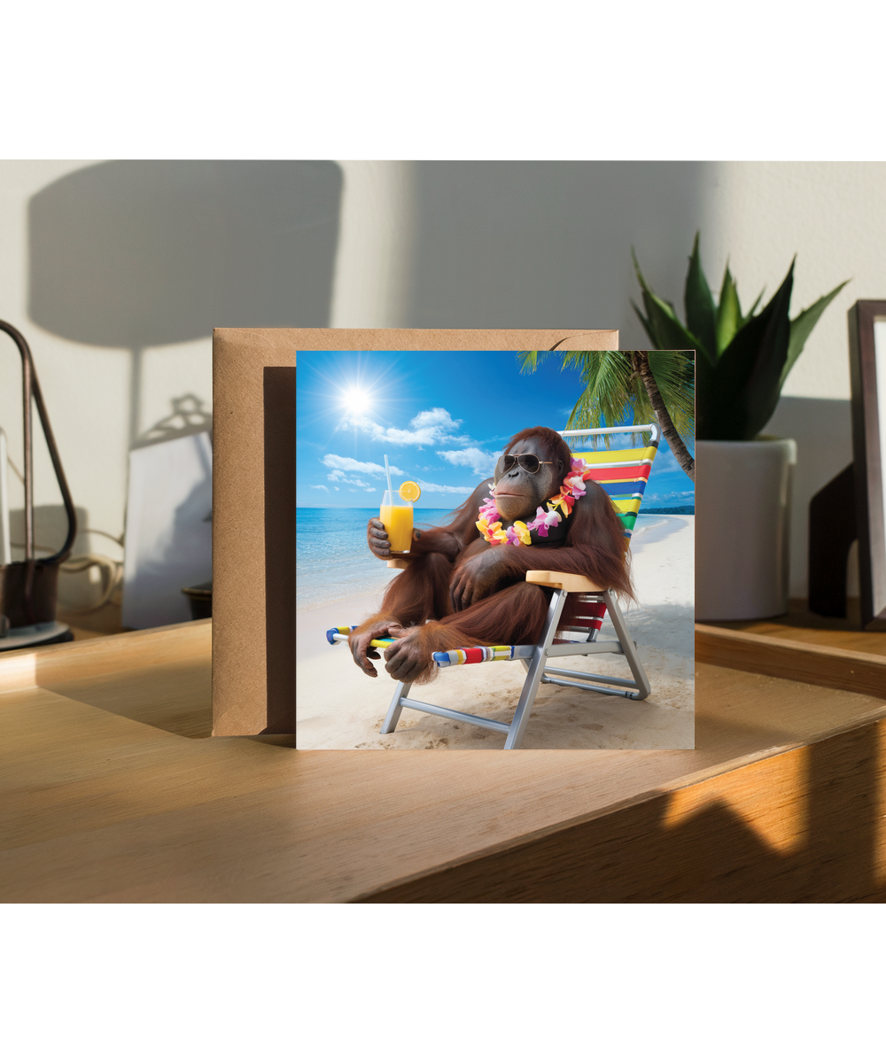 Orangutan on the beach