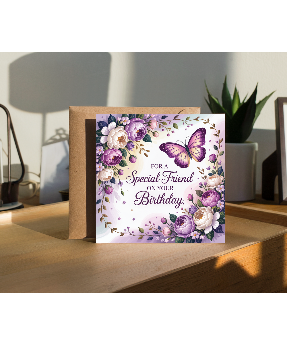 Purple Butterfly and Flowers for a special friend